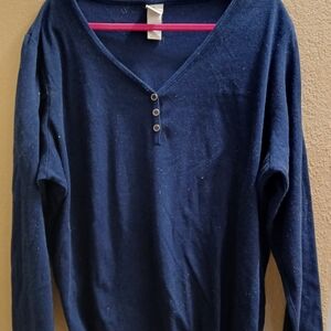 Navy Blue Women's V-Neck Blouse